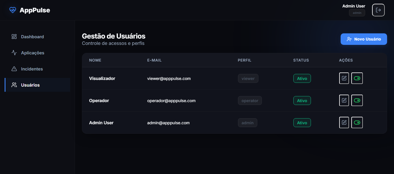 Preview do projeto App Pulse - App Pulse